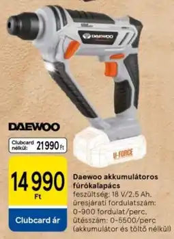 Tesco Daewoo akkumulátoros fúrókalapács ajánlat