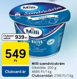 Tesco Milli szendvicskrém ajánlat