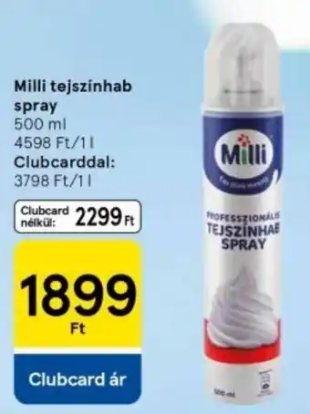 Tesco Milli tejszínhab spray ajánlat