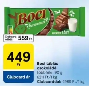 Tesco Boci táblás csokoládé ajánlat