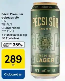 Tesco Pécsi Prémium dobozos sör ajánlat