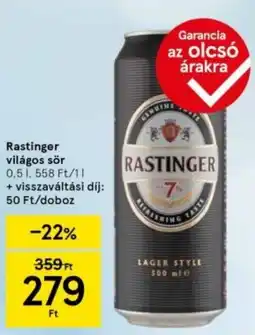 Tesco Rastinger világos sör ajánlat