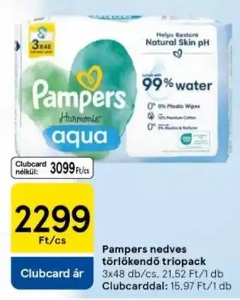 Tesco Pampers nedves törlőkendő triopack ajánlat