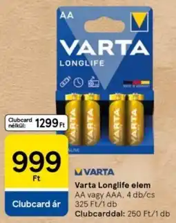 Tesco Varta Longlife elem ajánlat