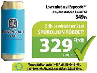 Coop Löwenbräu világos sör ajánlat