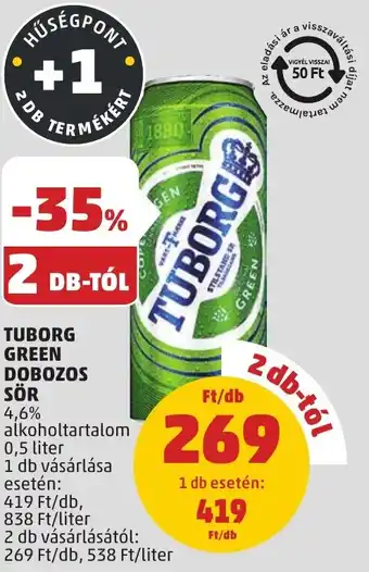 PENNY Tuborg Green dobozos sör ajánlat