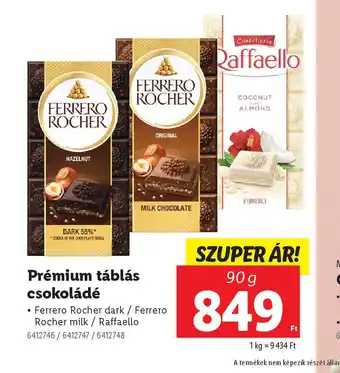 Lidl Prémium táblás csokoládé ajánlat