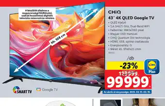 Lidl CHIQ 43" 4K QLED Google TV ajánlat