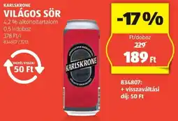 ALDI Karlskrone világos sör ajánlat