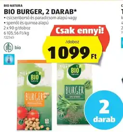 ALDI Bio Natura Bio burger ajánlat