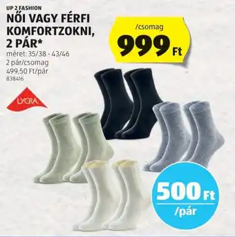 ALDI Up 2 Fashion női / férfi komfortzokni ajánlat