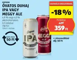 ALDI Soproni óvatos duhaj IPA / meggy ALE ajánlat