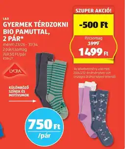 ALDI L&D Gyermek térdzokni bio pamuttal ajánlat