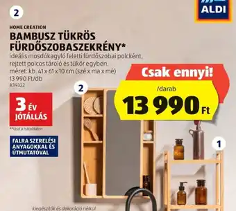 ALDI Home Creation Bambusz tükrös fürdőszobaszekrény ajánlat