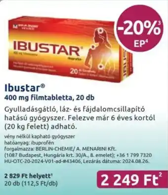 Benu Gyógyszertárak Ibustar ajánlat