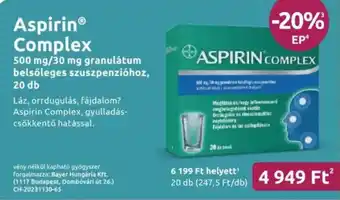 Benu Gyógyszertárak Aspirin Complex ajánlat