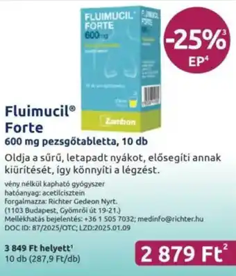 Benu Gyógyszertárak Fluimucil Forte ajánlat