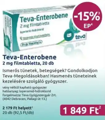 Benu Gyógyszertárak Teva-Enterobene ajánlat