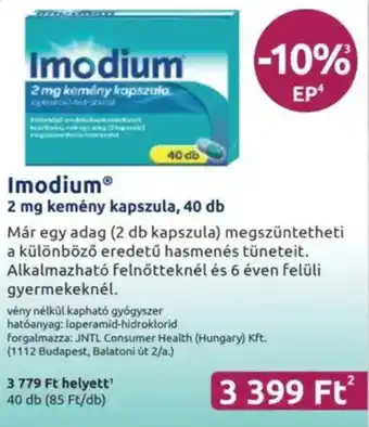 Benu Gyógyszertárak Imodium ajánlat