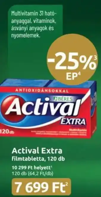 Benu Gyógyszertárak Actival Extra Filmtabletta ajánlat