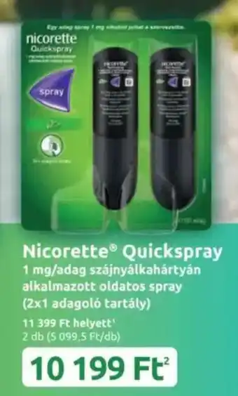 Benu Gyógyszertárak Nicorette Quickspray ajánlat