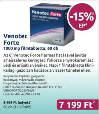 Benu Gyógyszertárak Venotec Forte ajánlat