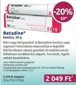 Benu Gyógyszertárak Betadine ajánlat