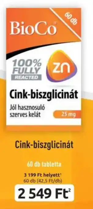 Benu Gyógyszertárak BioCo Cink-biszglicinát ajánlat