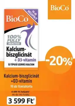 Benu Gyógyszertárak BioCo Kalcium-biszglicinát +D3-vitamin ajánlat