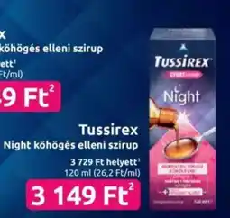 Benu Gyógyszertárak Tussirex Night köhögés elleni szirup ajánlat