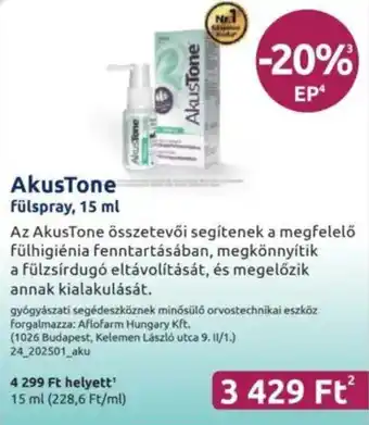 Benu Gyógyszertárak AkusTone Fülspray ajánlat