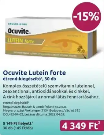 Benu Gyógyszertárak Ocuvite Lutein Forte ajánlat