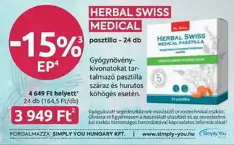 Benu Gyógyszertárak Herbal Swiss medical pasztilla ajánlat