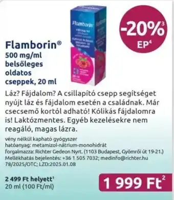 Benu Gyógyszertárak Flamborin ajánlat