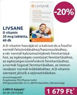 Benu Gyógyszertárak LIVSANE D vitamin ajánlat