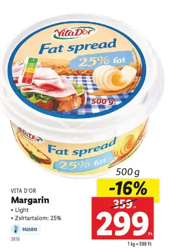 Lidl VITA D'OR Margarin ajánlat