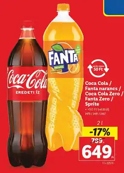 Lidl Coca Cola / Fanta narancs/ Coca Cola Zero / Fanta Zero / Sprite ajánlat