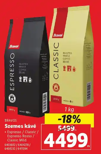 Lidl BRAVOS Szemes kávé ajánlat