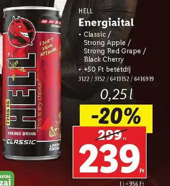 Lidl HELL Energiaital ajánlat