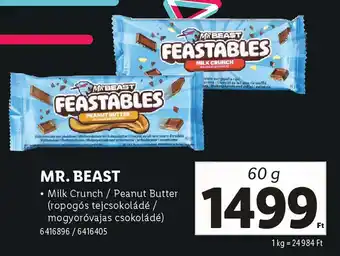 Lidl MR. BEAST Milk Crunch / Peanut Butter ajánlat