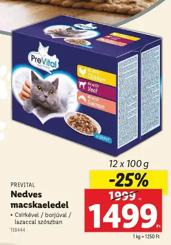 Lidl PREVITAL Nedves macskaeledel ajánlat