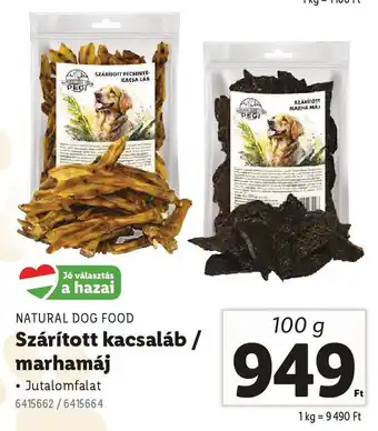 Lidl NATURAL DOG FOOD Szárított kacsaláb / marhamáj ajánlat