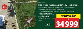 Lidl PARKSIDE 2 az 1-ben magassági sövény- és ágvágó ajánlat