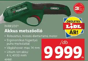 Lidl PARKSIDE Akkus metszőolló ajánlat