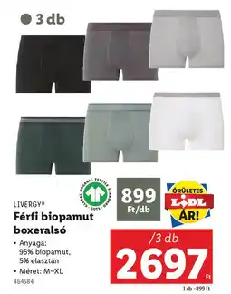 Lidl LIVERGY Férfi biopamut boxeralsó ajánlat