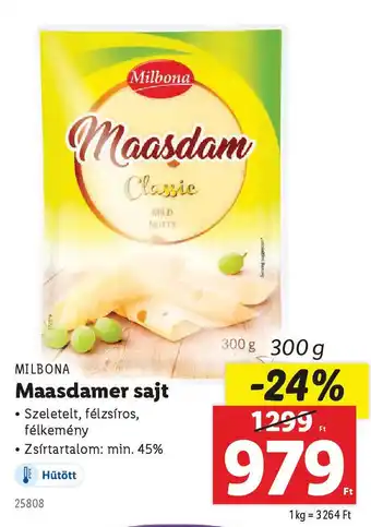 Lidl MILBONA Maasdamer sajt ajánlat