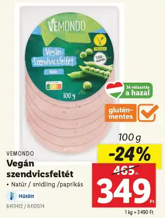 Lidl VEMONDO Vegán Szendvicsfeltét ajánlat