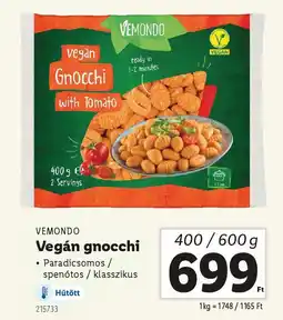 Lidl VEMONDO Vegán gnocchi ajánlat