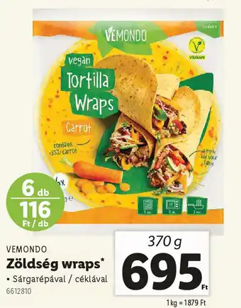 Lidl VEMONDO Zöldség wraps ajánlat