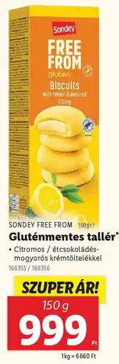 Lidl SONDEY FREE FROM Gluténmentes tallér ajánlat